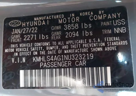 2022 Hyundai Elantra Sel from USA, damaged, VIN KMHLS4AG1NU323219